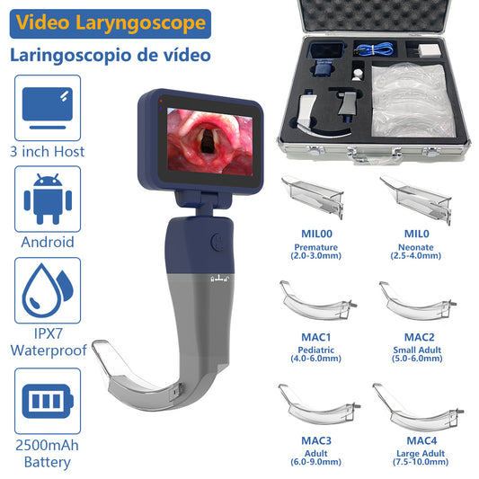 CR-32D Disposable Video Laryngoscope, 3 inch Display Compatible with 6 Disposable Laryngoscope Blades