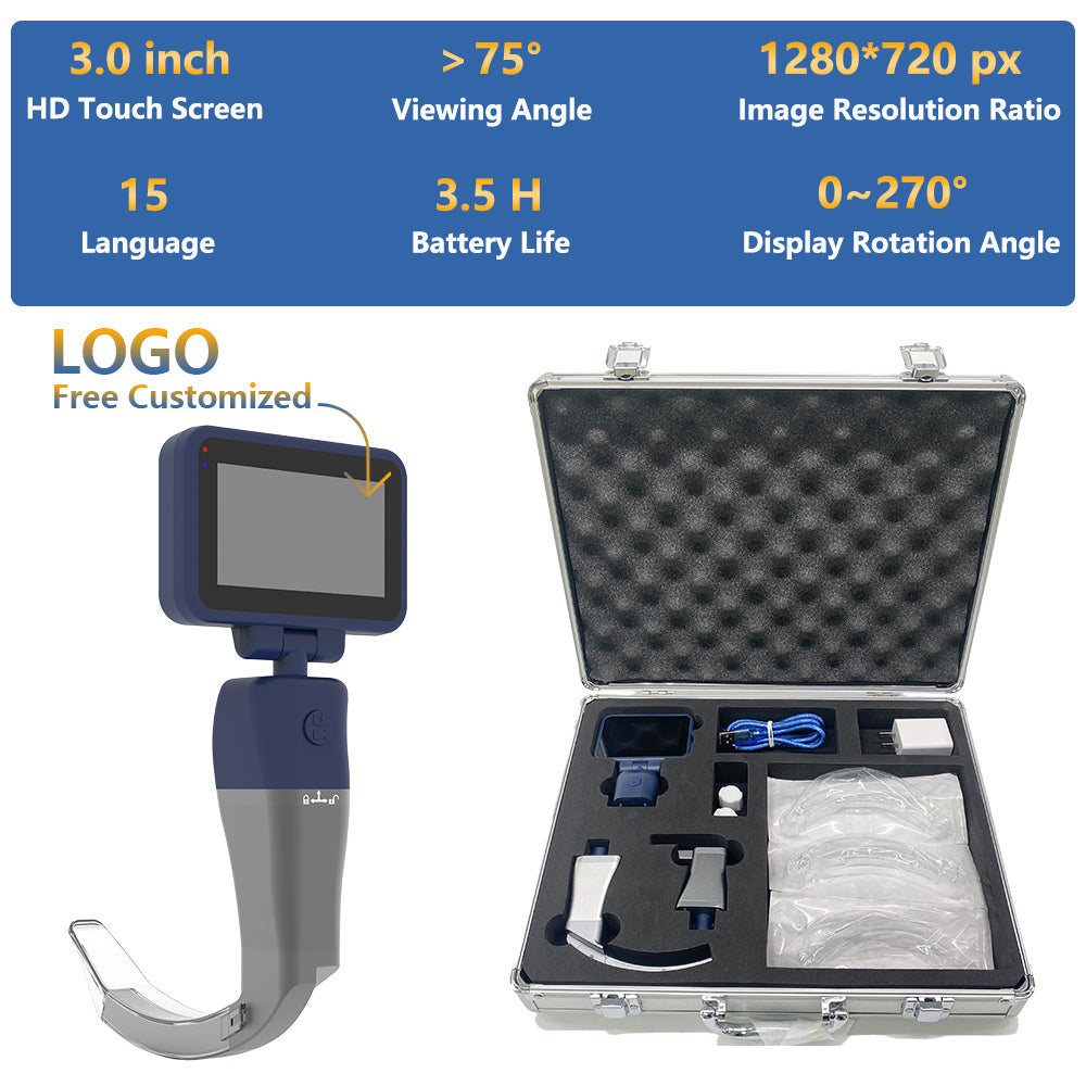 CR-32D Disposable Video Laryngoscope, 3 inch Display Compatible with 6 Disposable Laryngoscope Blades