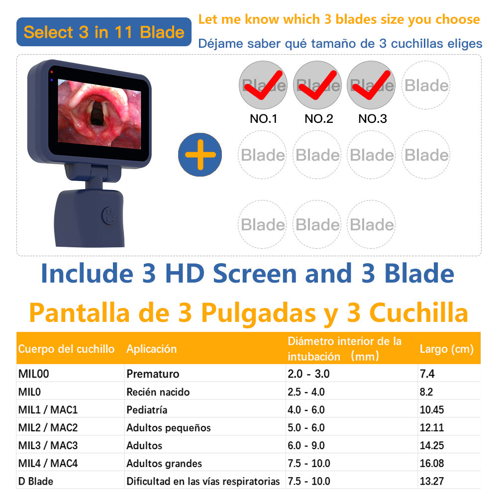 CR-32 Reusable Video Laryngoscope for Anesthesia Intubation, Compatible with 11 Size Reusable Laryngoscope Blades, Can be Sold in Any Combination or Separately