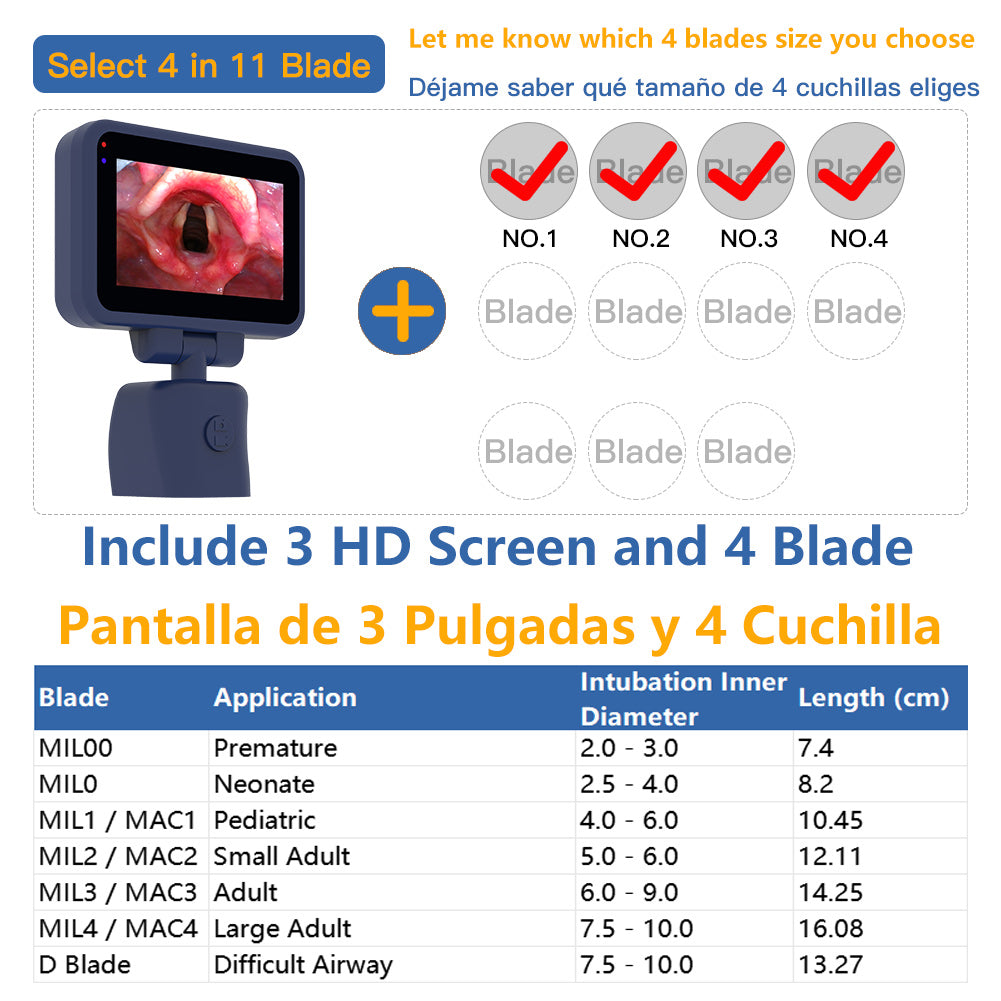 CR-32 Reusable Video Laryngoscope for Anesthesia Intubation, Compatible with 11 Size Reusable Laryngoscope Blades, Can be Sold in Any Combination or Separately