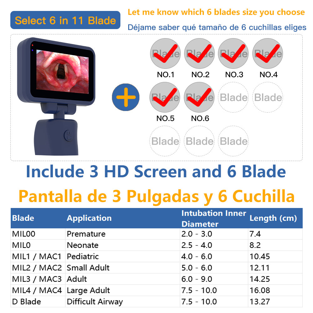 CR-32 Reusable Video Laryngoscope for Anesthesia Intubation, Compatible with 11 Size Reusable Laryngoscope Blades, Can be Sold in Any Combination or Separately