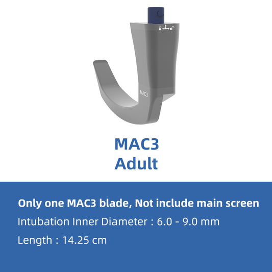 MAC3 Blade Reusable Laryngoscope Blade, Compatible with All CRHTL Displays