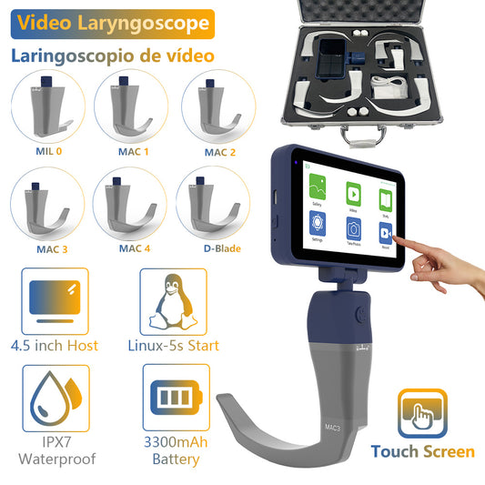 CR-45 Reusable Video Laryngoscope for Anesthesia Intubation, 4.5 inch TouchScreen Compatible with 11 Size Reusable Laryngoscope Blades, Can be Sold in Any Combination or Separately