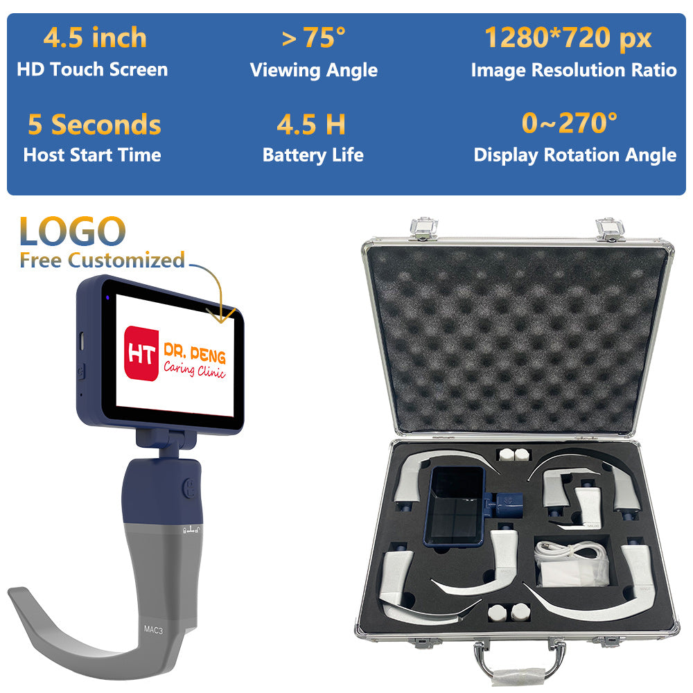 CR-45 Reusable Video Laryngoscope for Anesthesia Intubation, 4.5 inch TouchScreen Compatible with 11 Size Reusable Laryngoscope Blades, Can be Sold in Any Combination or Separately