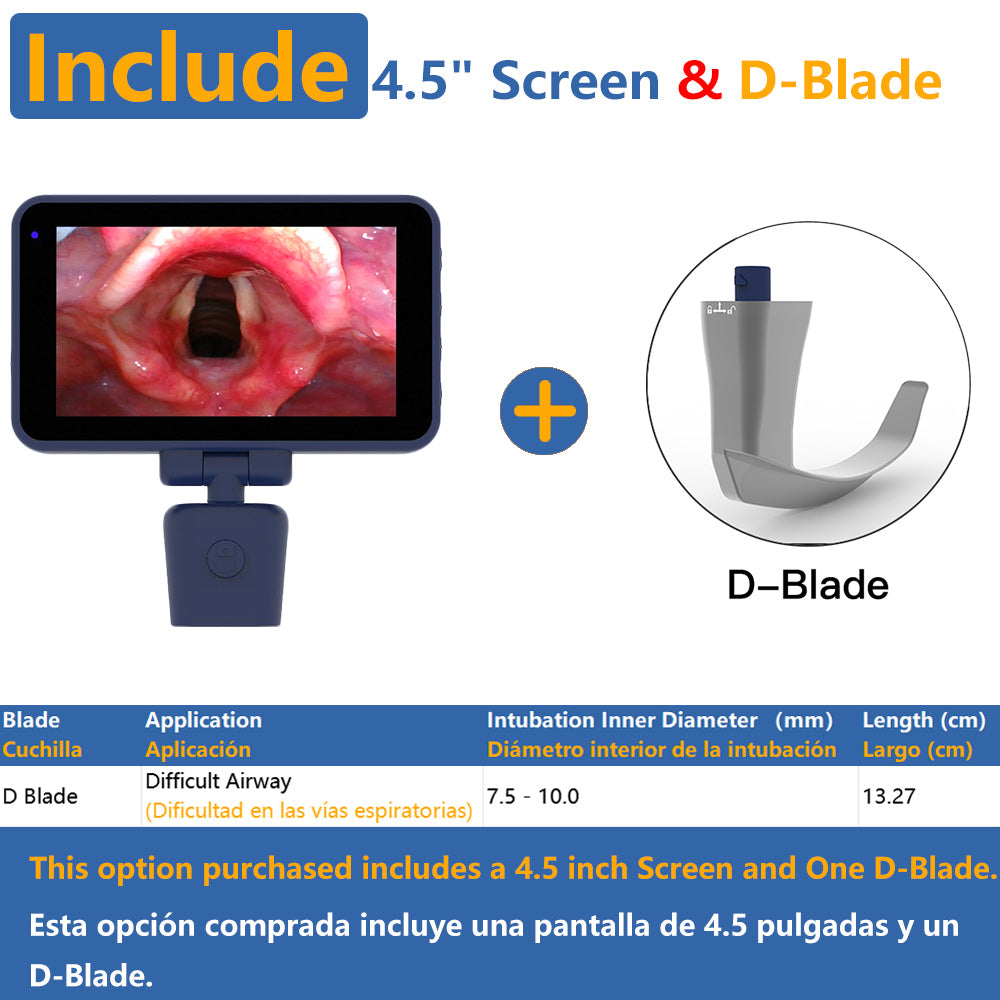 CR-45 Reusable Video Laryngoscope for Anesthesia Intubation, 4.5 inch TouchScreen Compatible with 11 Size Reusable Laryngoscope Blades, Can be Sold in Any Combination or Separately