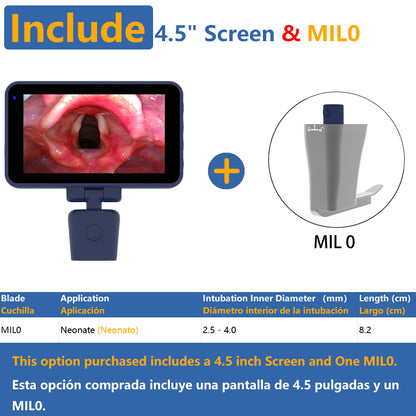 CR-45 Reusable Video Laryngoscope for Anesthesia Intubation, 4.5 inch TouchScreen Compatible with 11 Size Reusable Laryngoscope Blades, Can be Sold in Any Combination or Separately