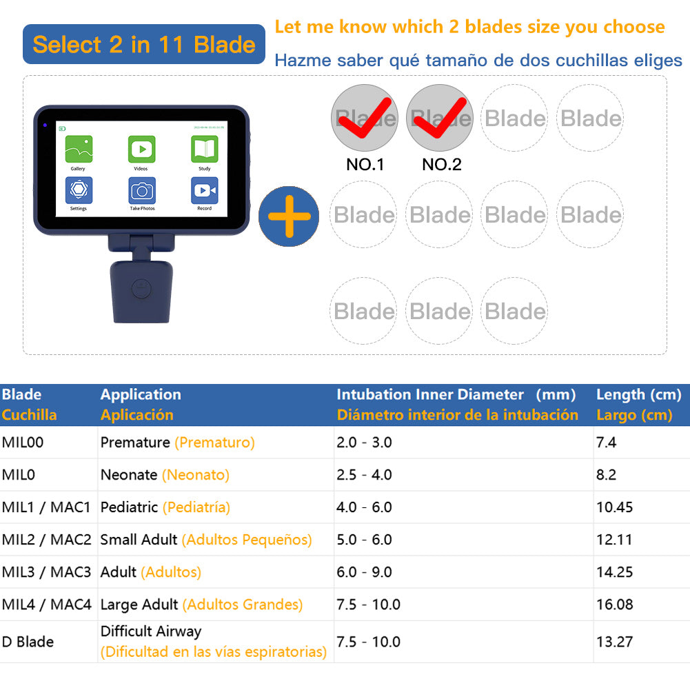 CR-45 Reusable Video Laryngoscope for Anesthesia Intubation, 4.5 inch TouchScreen Compatible with 11 Size Reusable Laryngoscope Blades, Can be Sold in Any Combination or Separately