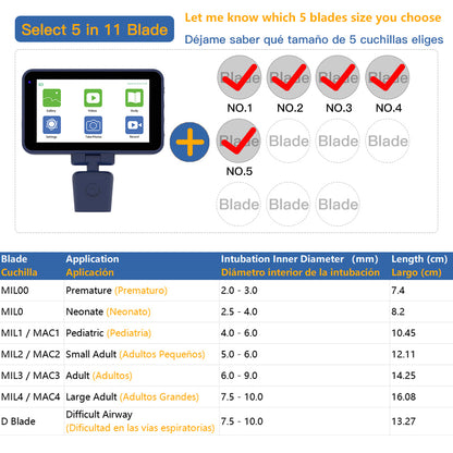 CR-45 Reusable Video Laryngoscope for Anesthesia Intubation, 4.5 inch TouchScreen Compatible with 11 Size Reusable Laryngoscope Blades, Can be Sold in Any Combination or Separately