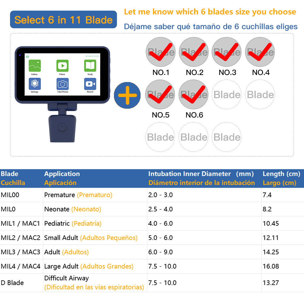 CR-45 Reusable Video Laryngoscope for Anesthesia Intubation, 4.5 inch TouchScreen Compatible with 11 Size Reusable Laryngoscope Blades, Can be Sold in Any Combination or Separately