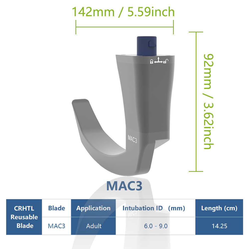 Reusable Video Laryngoscope for Intubation, 3.5 inch Display with 6 Blades Optional