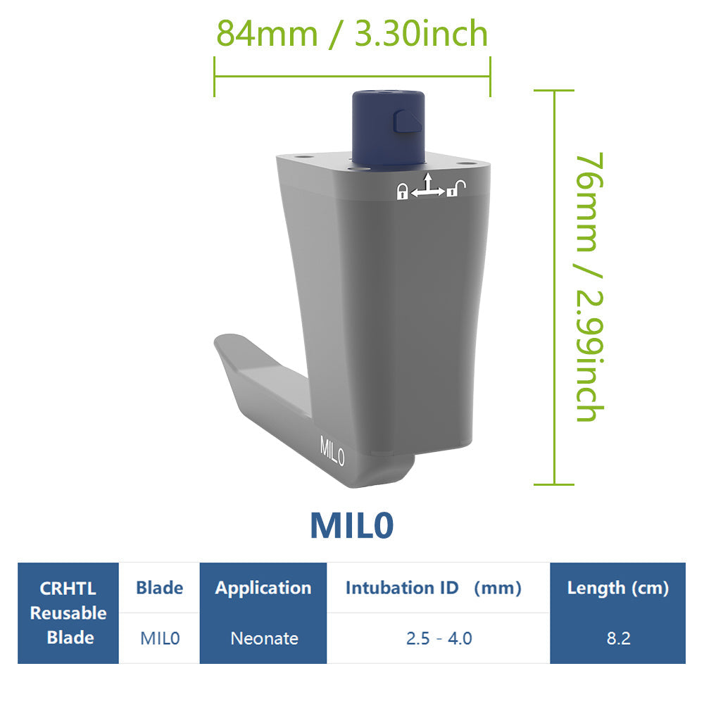 Reusable Video Laryngoscope for Intubation, 3.5 inch Display with 6 Blades Optional