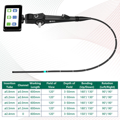 Flexible Video Bronchoscopy with 4.5-inch Touch Screen, Handheld Flexible Bronchoscope, Flexible Video Laryngoscope