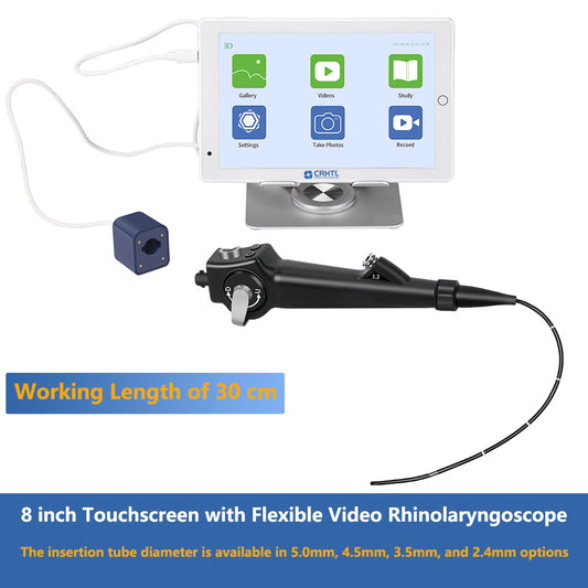 HL-80 Reusable Flexible Video Rhinolaryngoscope for Diagnosis in ENT, 8 inch Touchscreen with a Flexible Bronchoscopy